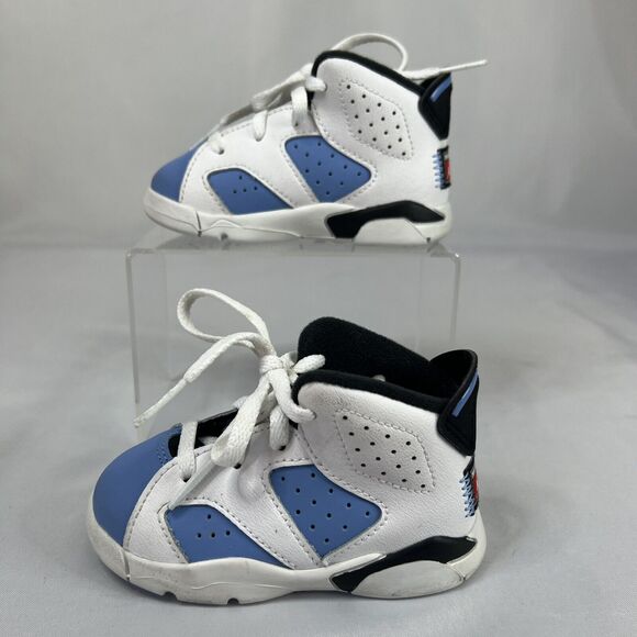 Nike Air Jordan 6 Retro UNC Toddler Shoes Size 5C White Blue DV3606-410 - Picture 6 of 10